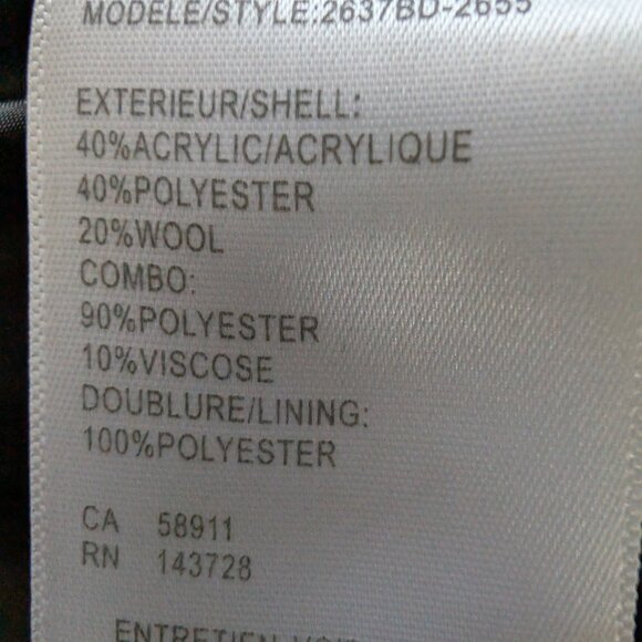 Tribal Wool-Blend Pea Coat Black & White Plaid Pattern Size Medium - Picture 13 of 13